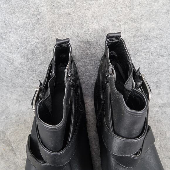 Booties Shoes Womens 9.5 Ankle Boots Casual Classic Black Western Zip Buckle - Picture 3 of 13